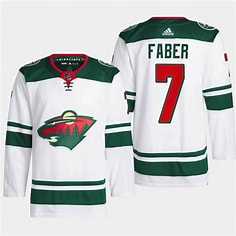 Men%27s Minnesota Wild #7 Brock Faber White Stitched Jersey Dzhi->chicago blackhawks->NHL Jersey